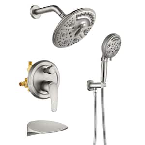 Bnbn 8 in. Single-Handle 6-Spray Round Shower Faucet in Brushed Nickel (Valve Included)