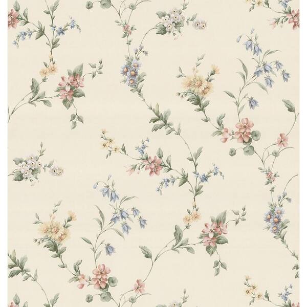 Brewster Floral Ribbon Vinyl Peelable Roll Wallpaper (Covers 56.38 sq. ft.)