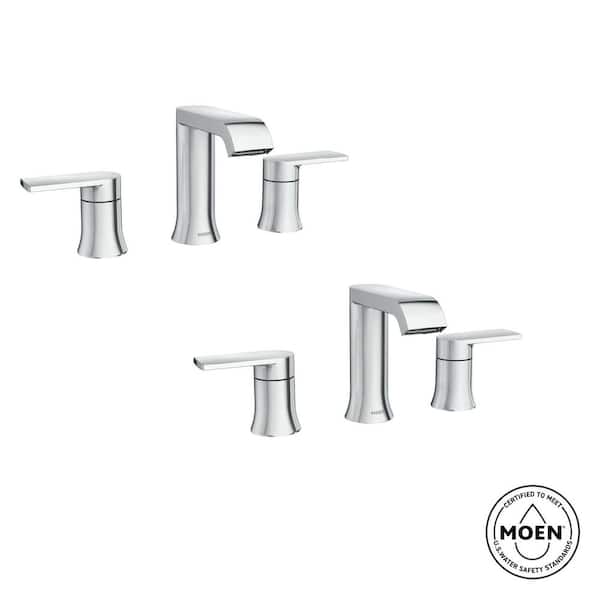 Genta 8 in. Widespread Double Handle Bathroom Faucet in Chrome (2-Pack)(Valve Included)