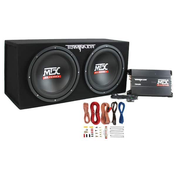 MTX 12 in. 1200-Watt Dual Loaded Car Subwoofer Audio Sub plus Box plus Amplifier plus Amp Kit