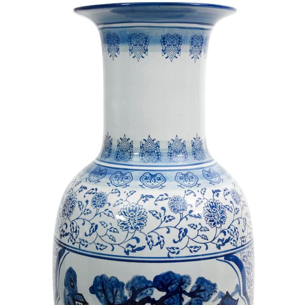 10 in. Oriental Furniture Floral Blue and White Porcelain Ginger Jar  BW-GJAR-BWFL - The Home Depot