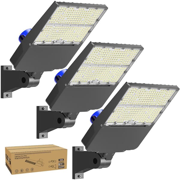 240-Watt Equivalent Integrated LED Black Parking Lot Area Light 6500K ‎28800 Lumens Daylight Arm Mount 3-Pack