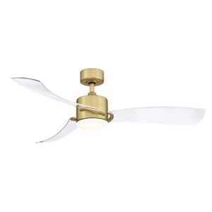 SculptAire 52 in. Integrated LED Brushed Satin Brass Ceiling Fan with Light Kit and Remote Control