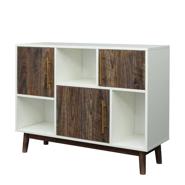 wetiny White and Espresso Entrance Channel, Modern Buffet or Kitchen Sideboard, TV Cabinet
