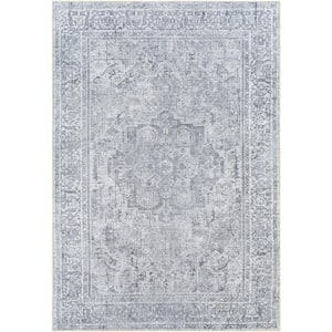 Avah Gray 8 ft. x 10 ft. Traditional Indoor Machine-Washable Area Rug