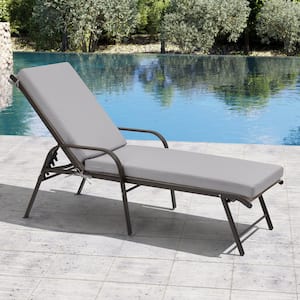 Outdoor Lounge Chair Leisure Polyester Chair Cushion in Light Gray