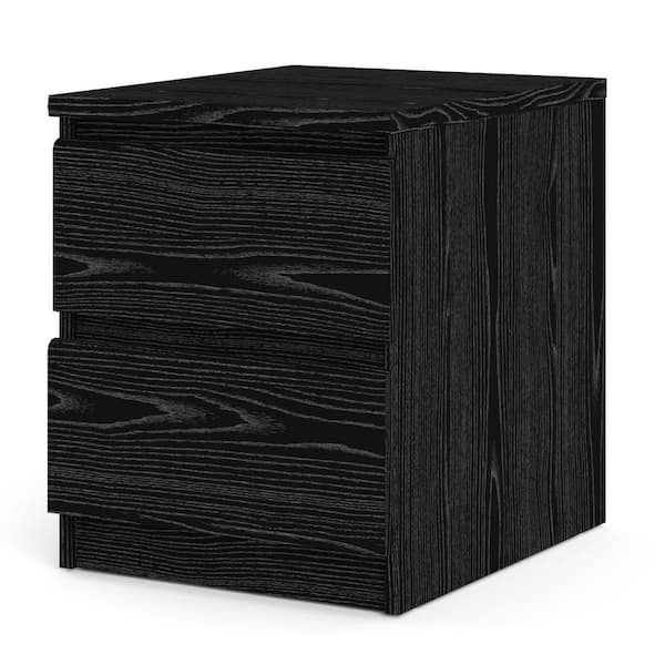 Tvilum Scottsdale 2-Drawer Black Woodgrain Nightstand 19.49 in. H x 15.91 in. W x 19.69 in. D