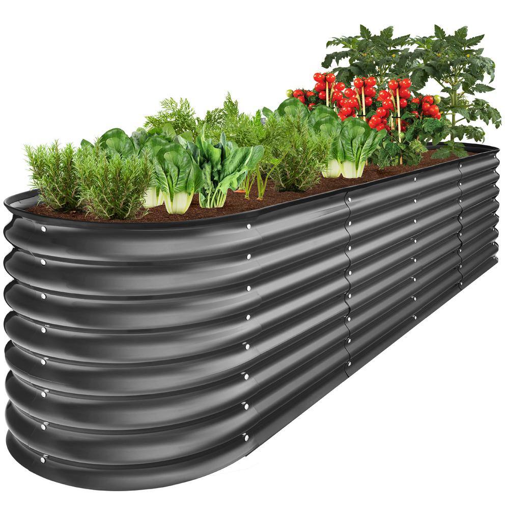 60-Inch Round Galvanized Raised Garden Bed | 12 Inches Tall, Black Coated Steel – Perfect For Veggies, Flowers, Herbs & Outdoor Planting