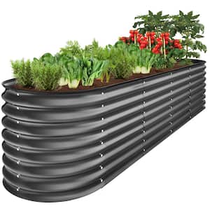 8 ft. x 2 ft. x 2 ft. Oval Steel Raised Garden Bed, Planter Box for Vegetables, Flowers in Charcoal