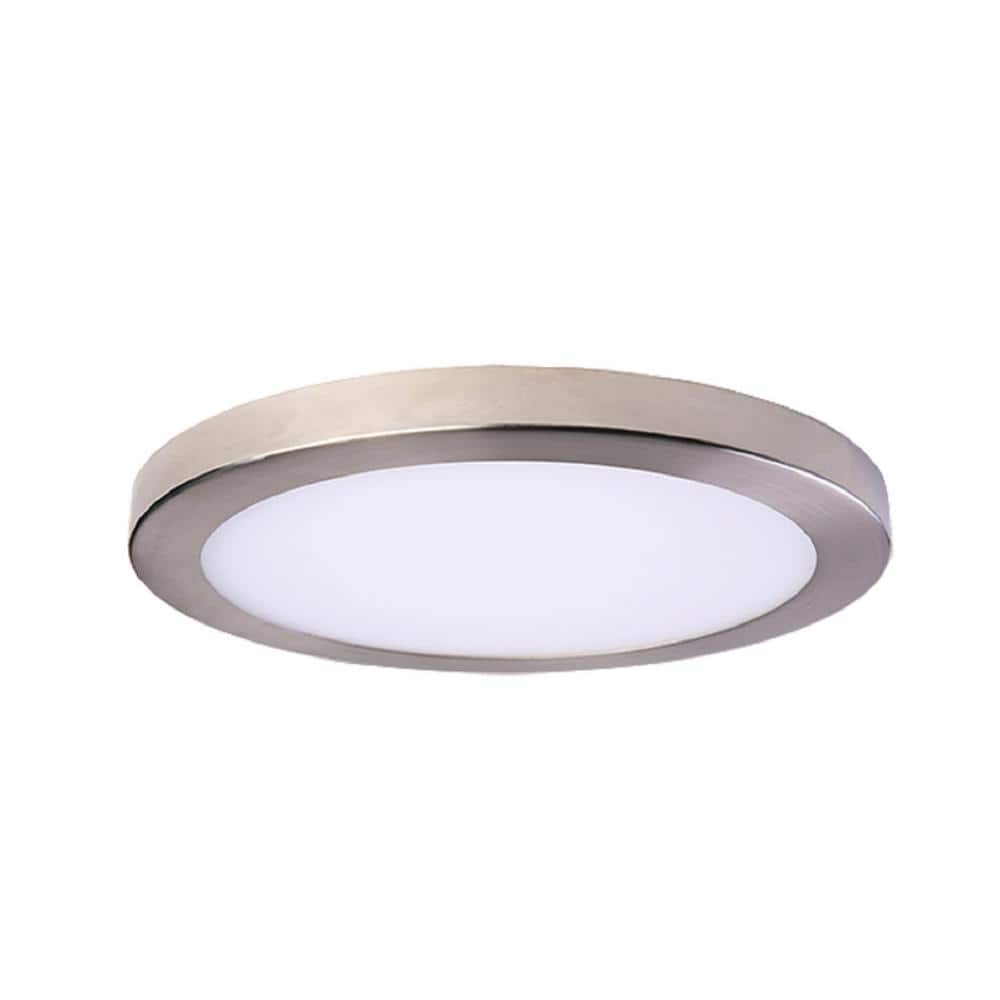 Round Slim Disk Length 11 in. Nickel New Construction Recessed Integrated L