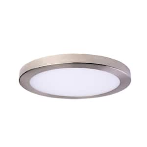Round Slim Disk Length 11 in. Nickel New Construction Recessed Integrated LED Trim Kit Round Fixture 3000K Warm White