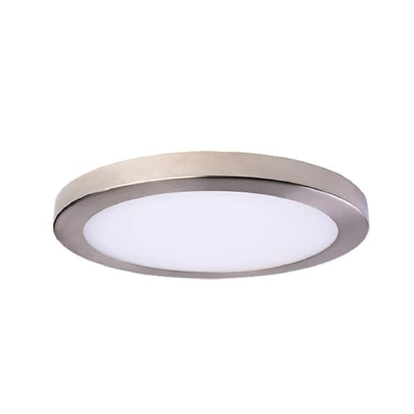 AMAX LIGHTING LED Platter 9 in. Canless 4000K New Construction and Remodel Integrated LED Recessed Light Kit with Nickel Trim