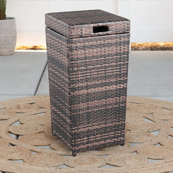 30 gal. Brown Polypropylene Large Outdoor Trash Can, Suitable for Backyard Custody, Terrace and Kitchen