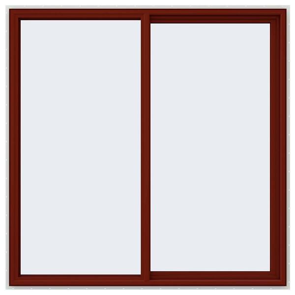 JELD-WEN 59.5 in. x 59.5 in. V-4500 Series Red Painted Vinyl Right-Handed Sliding Window with Fiberglass Mesh Screen