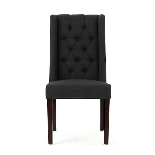 Noble House Blythe Dark Charcoal Upholstered Dining Chairs (Set of 2)
