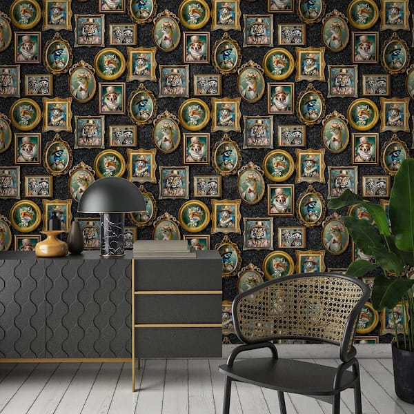 Regal Framed Beasts Charcoal Non-Pasted Wallpaper (Covers 56 sq. ft.)