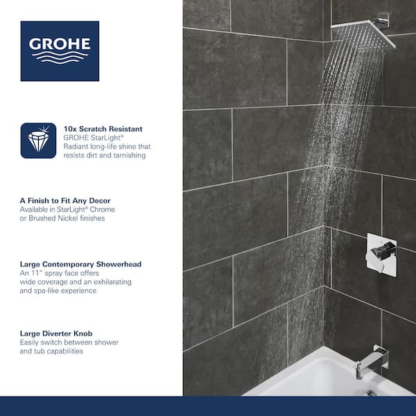 GROHE Tallinn Single-Handle 1-Spray Bathtub & Shower Faucet in StarLight Chrome 