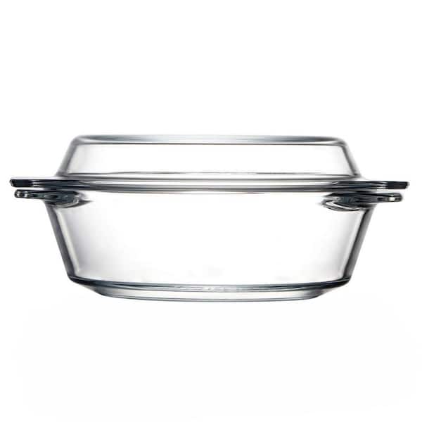 1-Piece Clear Tempered Glass Casserole Dish with Lid - Microwave, Oven, Freezer Safe Bakeware for Single Serving