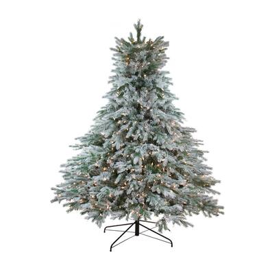 7.5 ft. x 76 in. Pre-Lit Flocked Jasper Balsam Fir Artificial Christmas Tree - Clear Lights