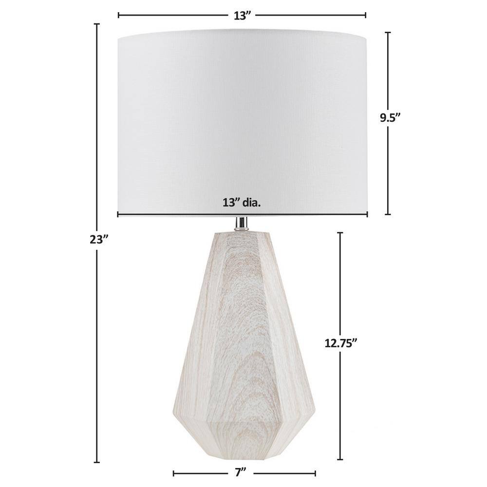 Flinn White Resin Table Lamp with Drum Shade
