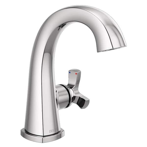 Delta Stryke Single Handle Single Hole Bathroom Faucet with Metal Pop-Up Assembly in Polished Chrome