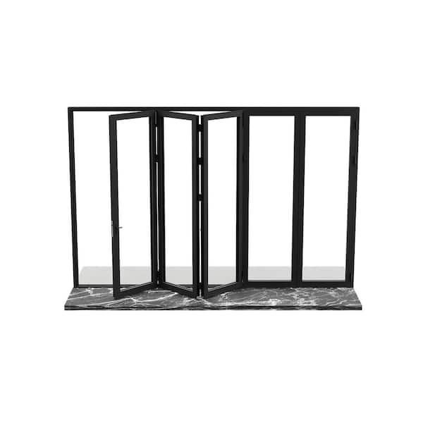 168 in. x 80 in. Left Swing/Outswing Black Aluminum Folding Patio Door