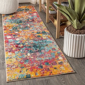 Multi/Yellow 2 ft. x 8 ft. Contemporary POP Modern Abstract Runner Rug