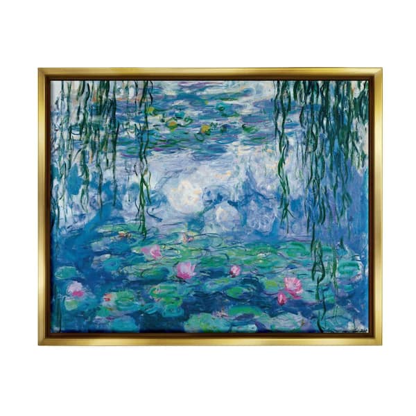 The Stupell Home Decor Collection Classic Water Lilies Painting Monet Pond Detail by Claude Monet Floater Frame Nature Wall Art Print 21 in. x 17 in.
