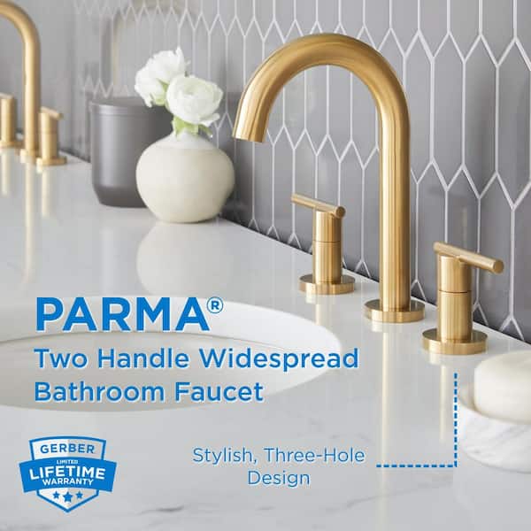 Parma Trim Line 2H Widespread Lavatory Faucet with Metal Touch Down Drain 1.2 GPM Brushed Bronze in Diameter, Deck Mount