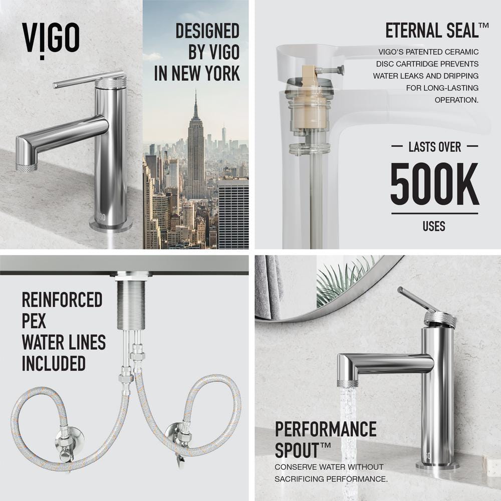 VIGO Sterling 7" High Chrome Single-Handle Bathroom Faucet