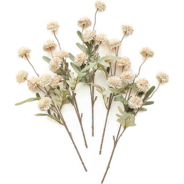 Afoxsos 16 in. H Beige Artificial Pompon Mum Flowers for DIY
