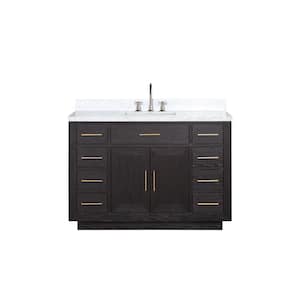 Condor 48 in W x 22 in D Black Oak Single Bath Vanity, Carrara Marble Top, and Faucet Set