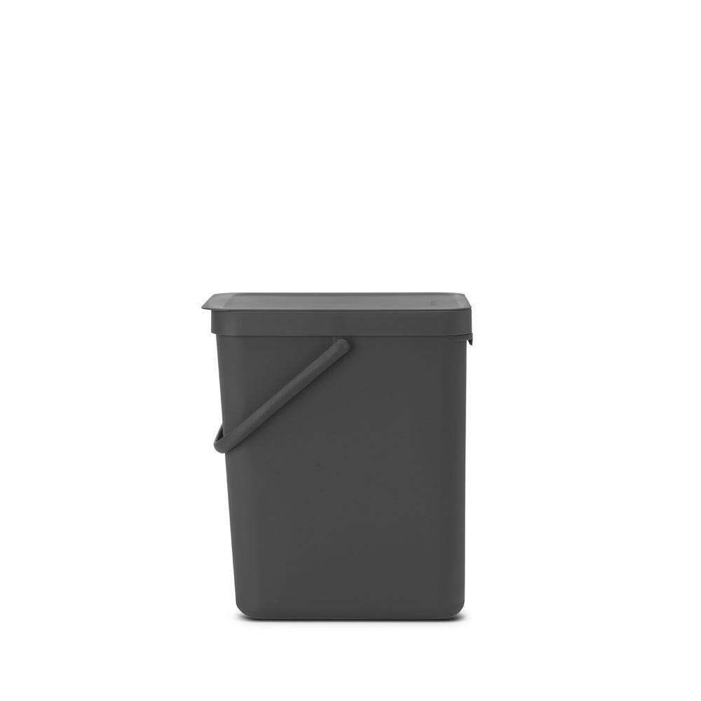 Gray Plastic Rectangular Office Recycling Bin with Lid, 6.6 Gallon