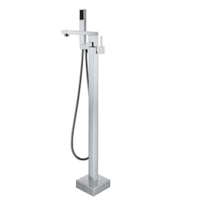 Single-Handle Freestanding Tub Faucet with Hand Shower and Water Supply Lines in. Polished Chrome
