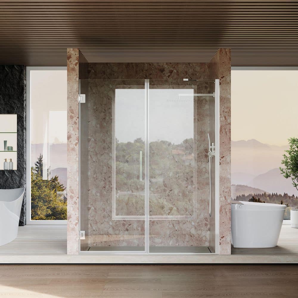 "58-59 in. W x 72 in. H Doubled Hinged Frameless Shower Door in Chrome with SGCC ANSI 3/8""(10mm) Clear Glass" price history on PriceWatchPro