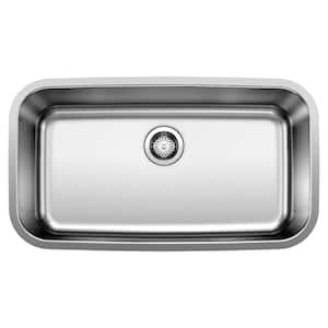32 in. Stellar Undermount Stainless Steel 0-Hole Single Bowl Kitchen Sink in Satin Polished