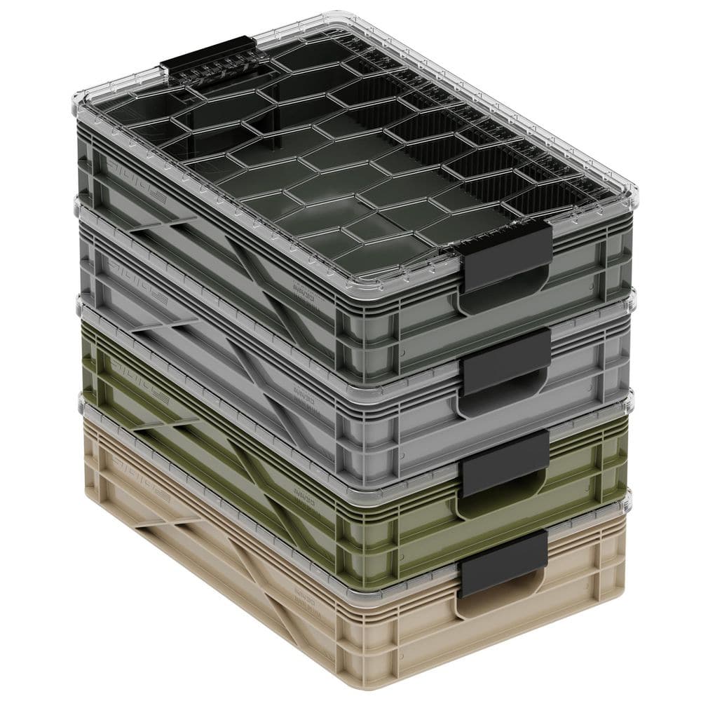 Quarter Crate 4-Pack Heavy Duty Stackable Storage Bins with Lids and Dividers Camo Variety Pack price history on PriceWatchPro
