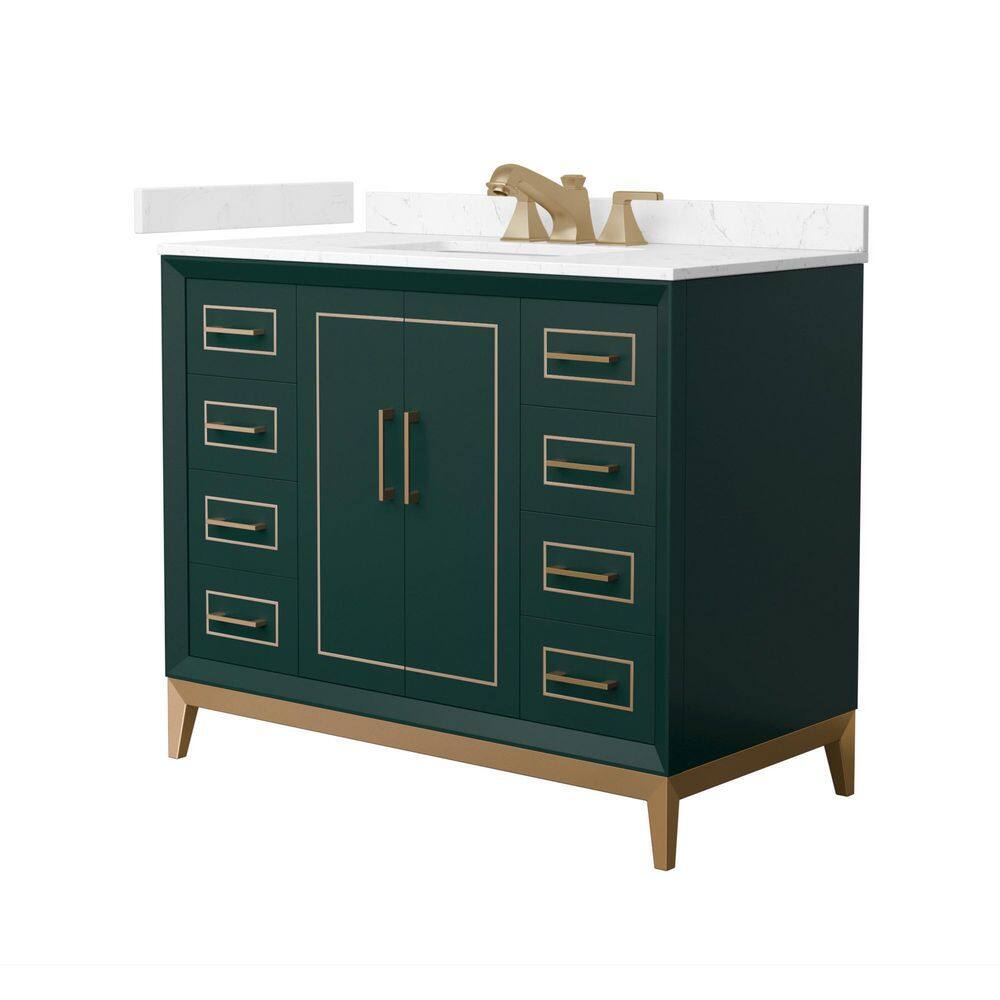 Marlena 42 in. Single Freestanding Green Bath Vanity with Carrara Cultured Marble Top Assembled price history on PriceWatchPro