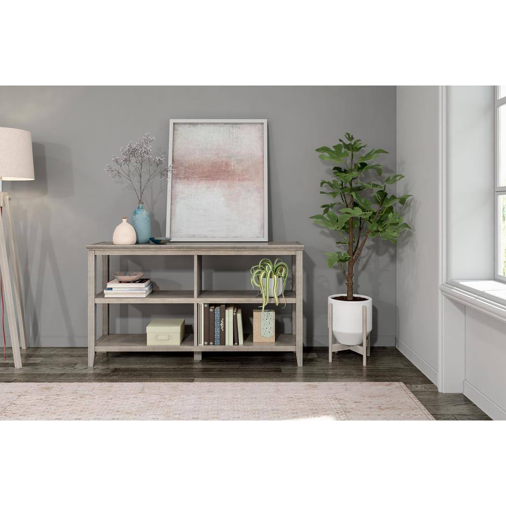 NewRidge 2-Tier Washed Gray Wooden Low Bookcase for Kids