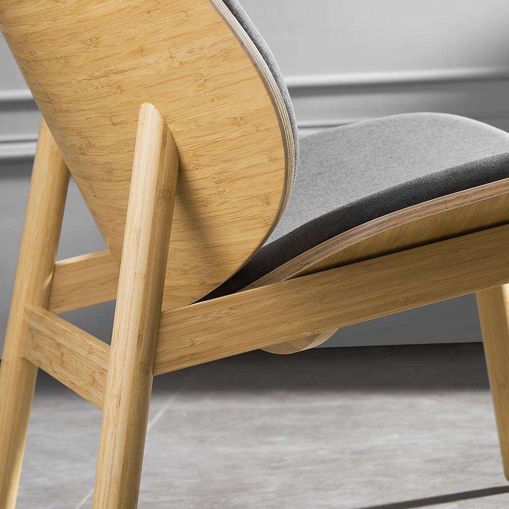 Gray Velvet Lounge Chair with Bamboo Frame