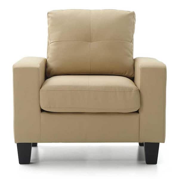AndMakers Newbury Beige Removable Cushions Accent Chair