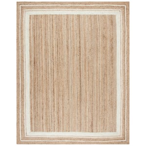 Natural Fiber Beige/Ivory 8 ft. x 10 ft. Border Woven Area Rug