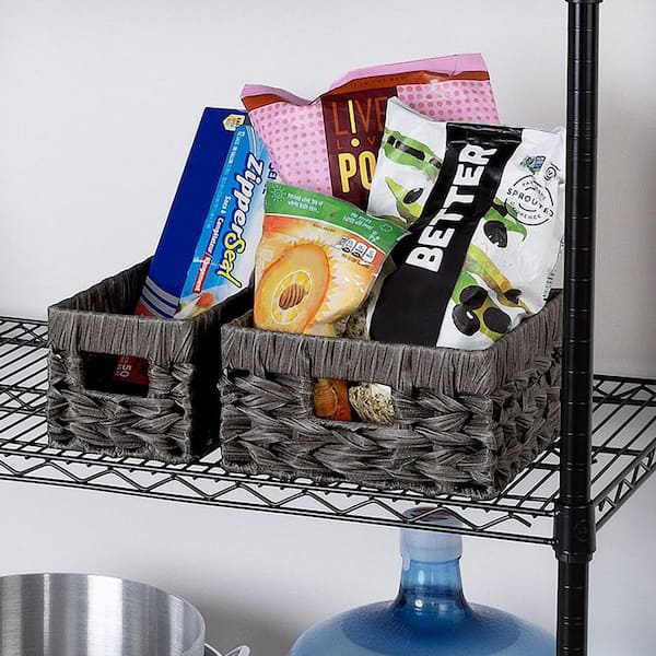 Dracelo Multiuse Hand Woven Plastic Wicker Basket with Divider for  Organizing, Countertop Organizer Storage, Gray Wash B0919J3JCW - The Home  Depot