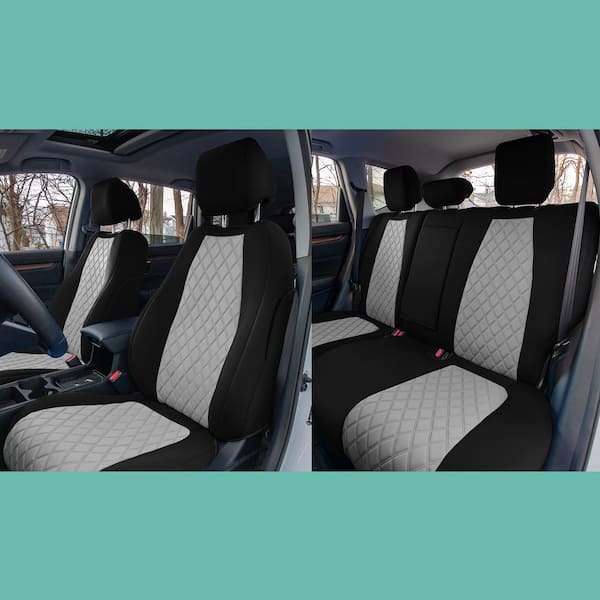 FH Group Neoprene Custom Fit Full Set Seat Covers for 2017-2022 Honda CR-V LX EX and Ex-l, Gray Black