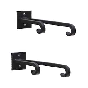 2.5 in. Tall Black Powder Coat Metal Lodge Double Brackets with Multiple Hooks (Set of 2)