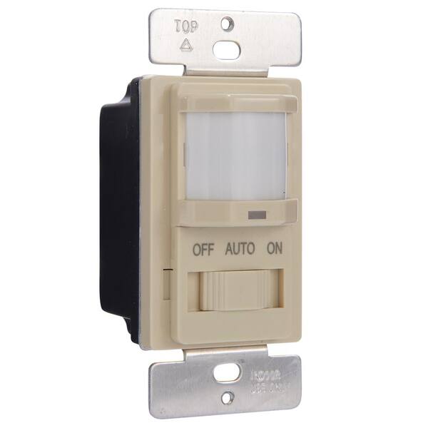 Intermatic White Motion Sensor Light Switch - 150° Coverage, Adjustable Timer, For Incandescent/LED/CFL