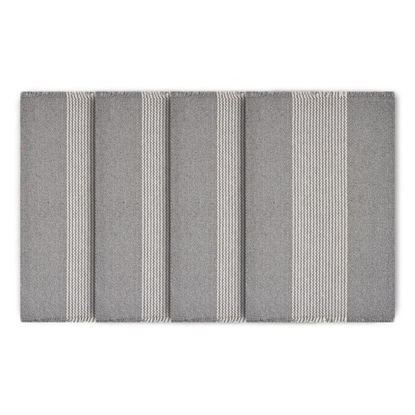 Bold 19 in. x 13 in. Gray Striped Cotton Placemats (Set of 4)