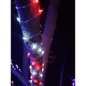 Hunnykome Outdoor 20 ft. Solar Micro LED String Light with 100 Red and White Alternating LEDs