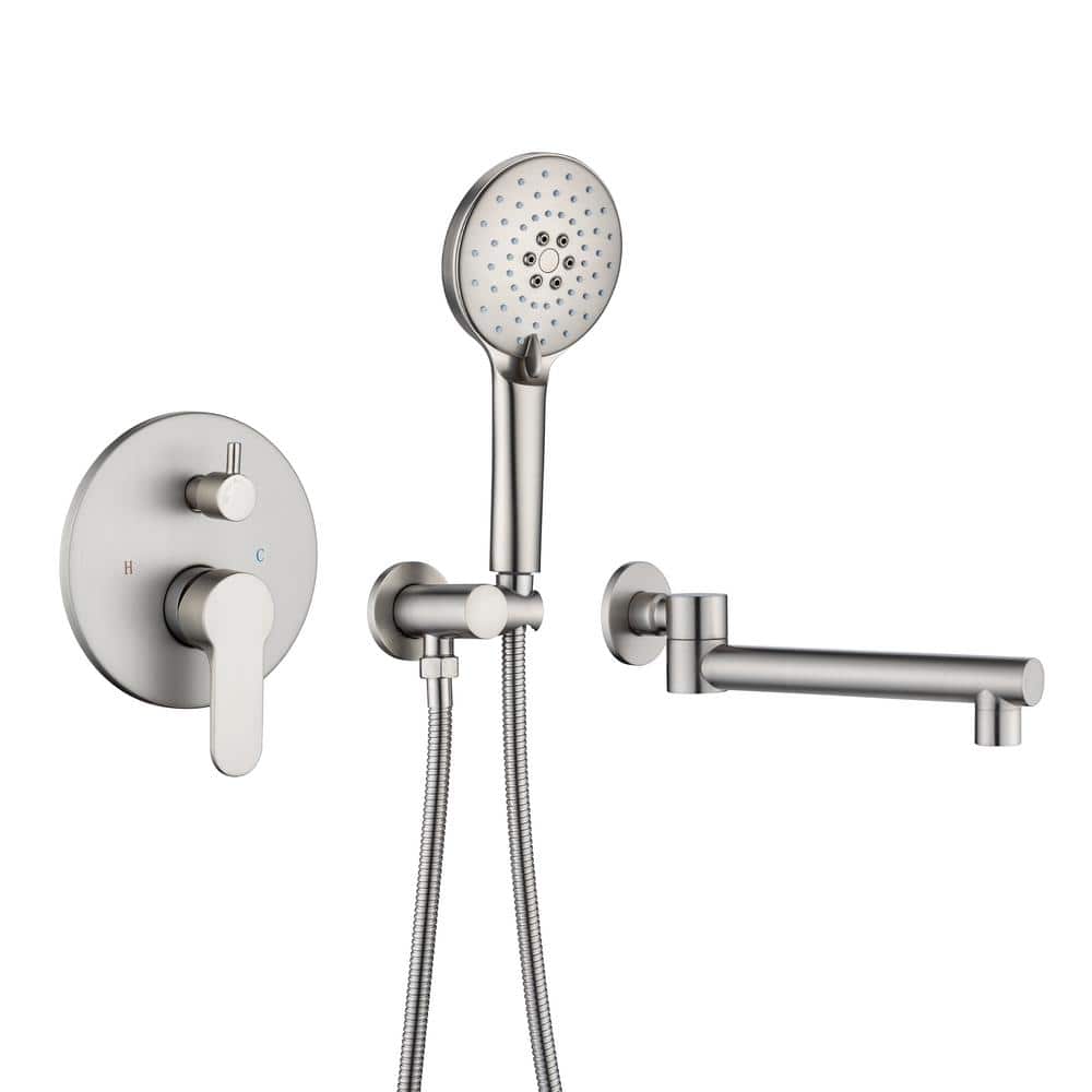 Single-Handle 3 Hole Wall Mount Roman Tub Faucet with Hand Shower in Brushed Nickel price history on PriceWatchPro