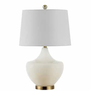 Demra 25 in. White Table Lamp with White Shade